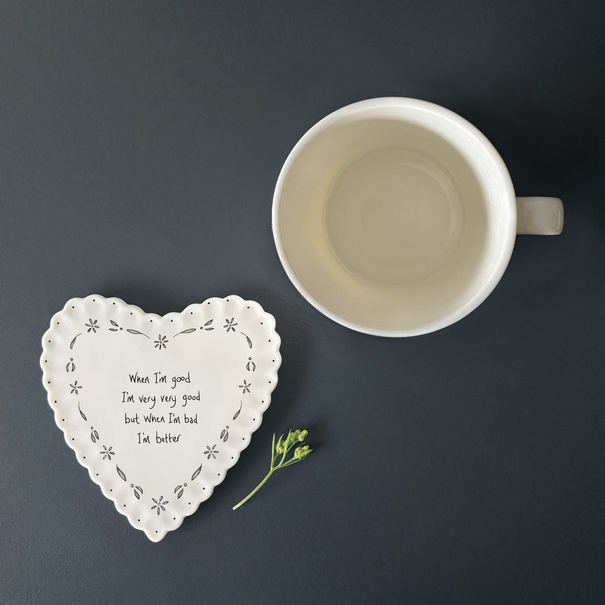 East Of India Ceramic - Heart Scallop Coaster - When I’m Good