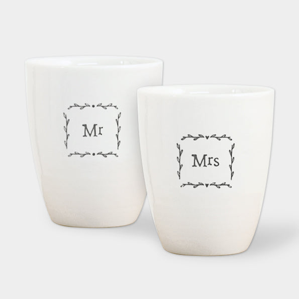 East of India Porcelain Egg Cup Gift Set - Mr & Mrs