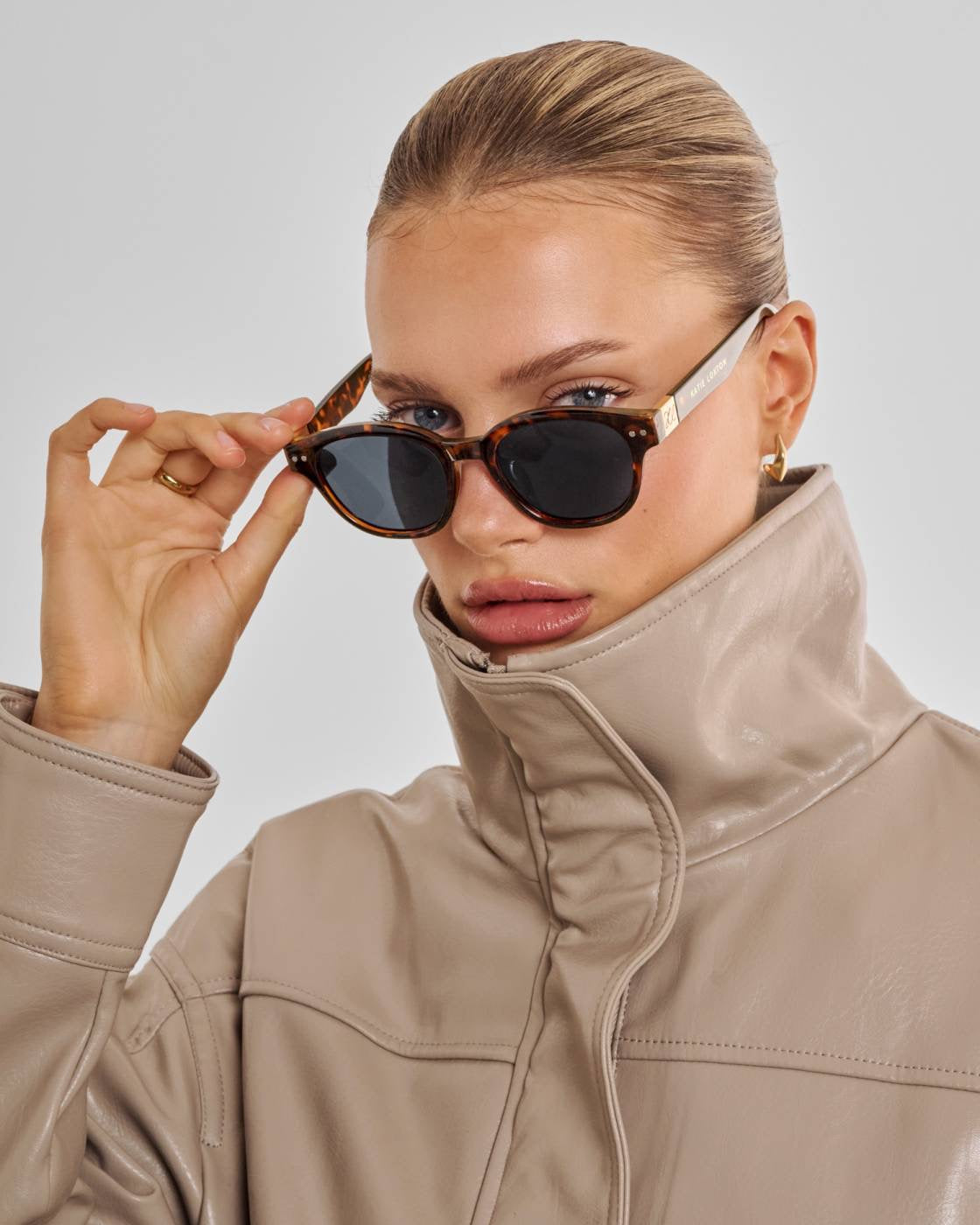 Katie Loxton - Bologna Round Square Sunglasses - Dark Tortoiseshell