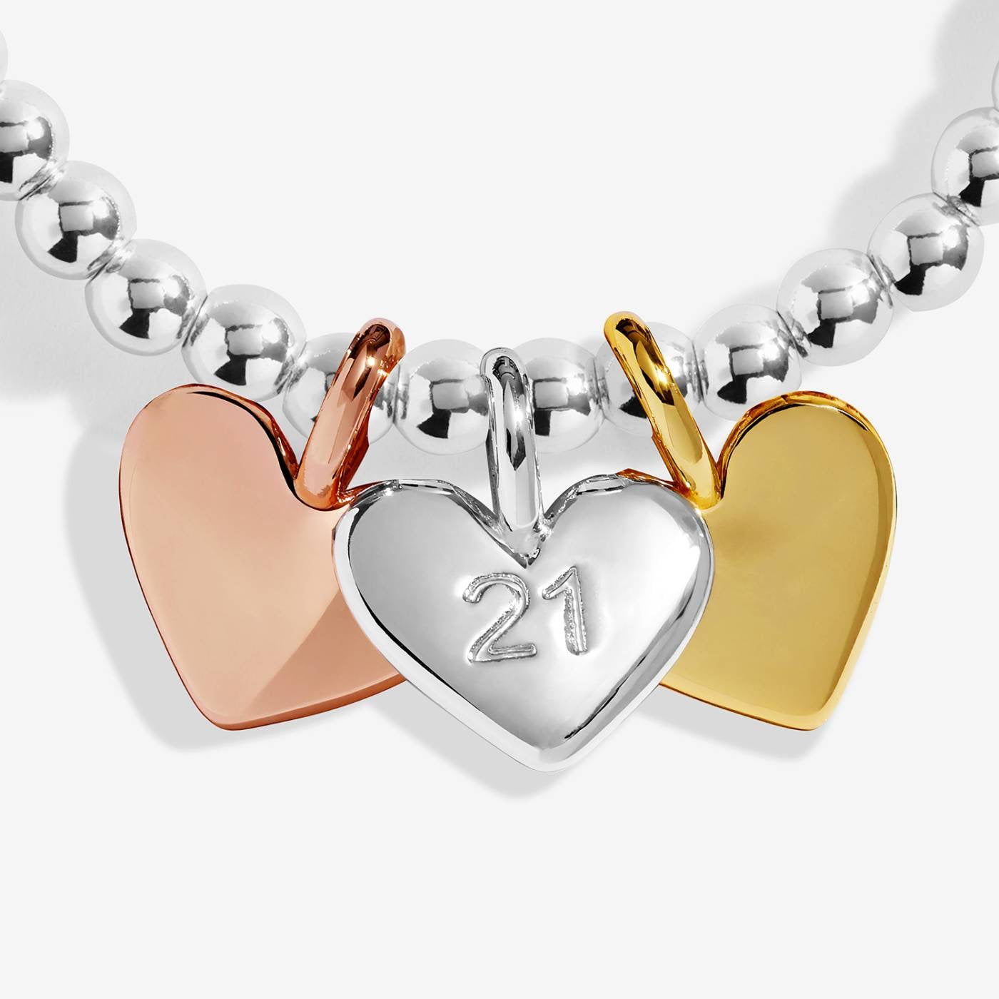 Joma Jewellery - Charmed Moments - A Little 'Happy 21st Birthday' - Three Tone Charm Bracelet