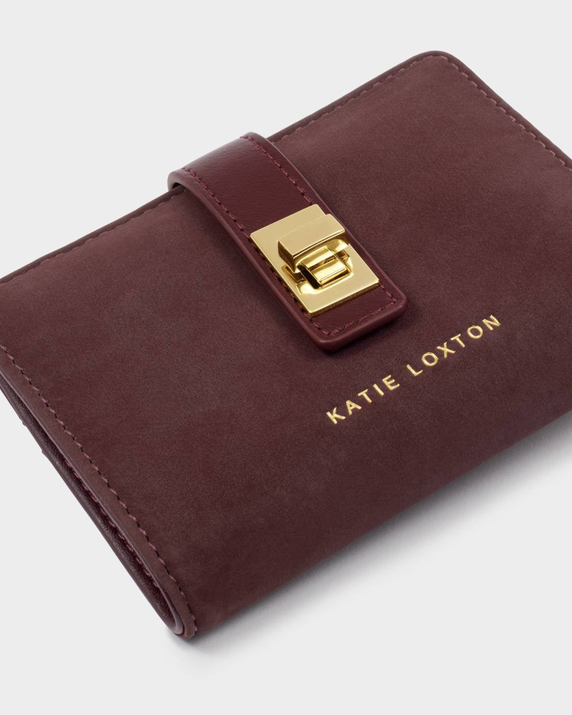 Katie Loxton - Orin - Twist Lock Compact Purse - Cherry Suedette