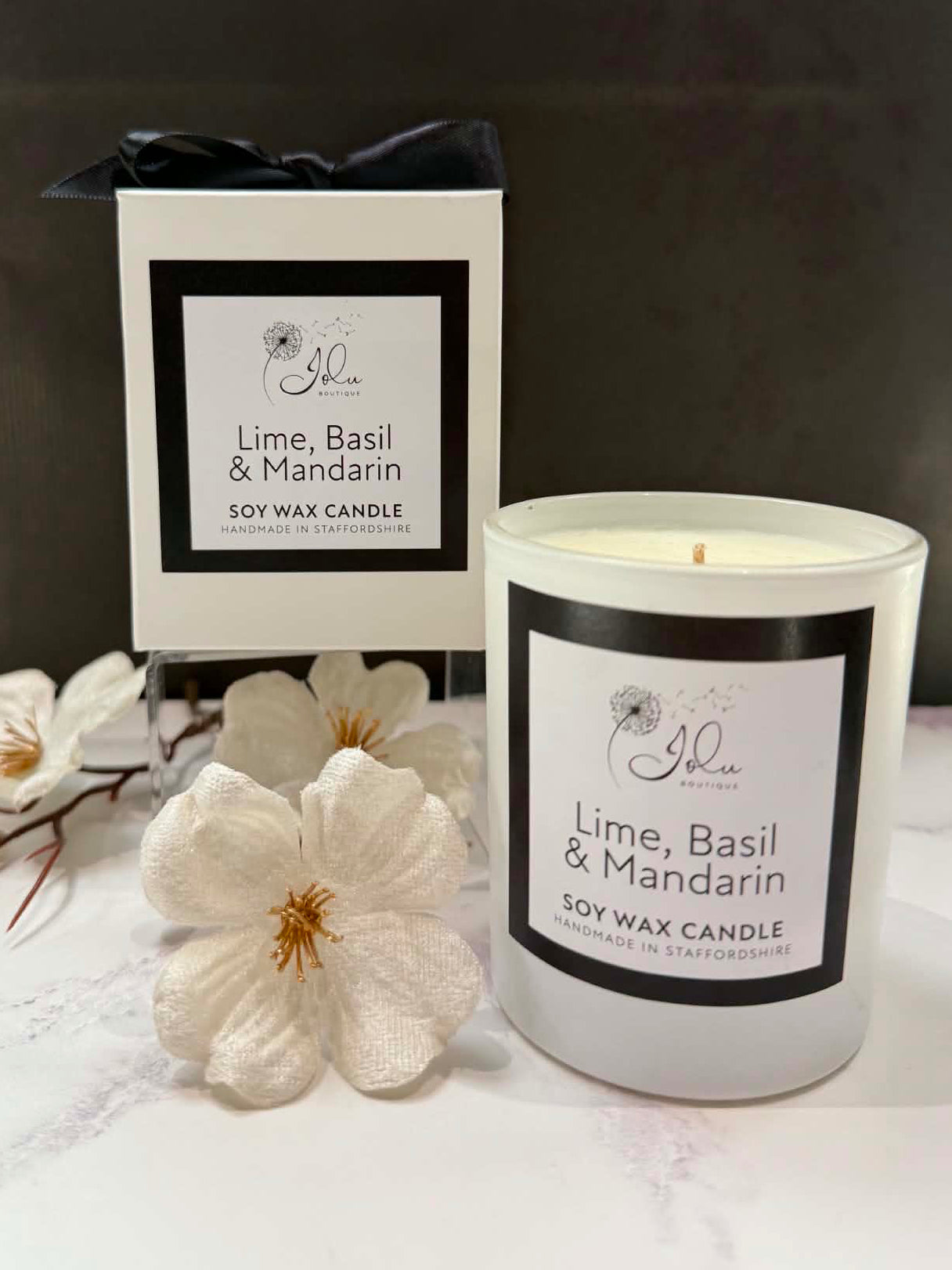 Jolu Boutique Lime, Basil &amp; Mandarin Soy Wax Candle