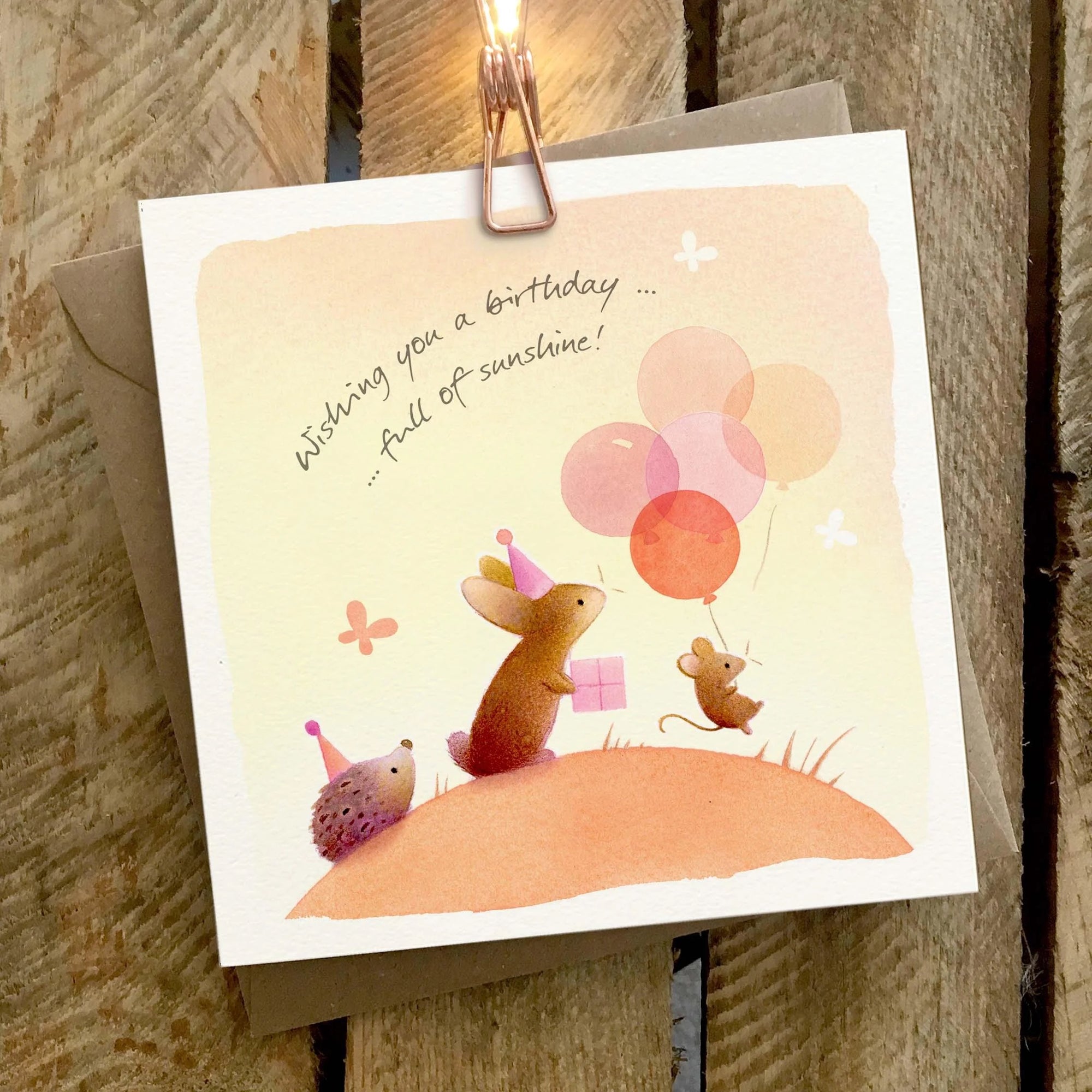 Ginger Betty - Wishing You A Happy Birthday (hedgehog/bunny) - Birthday Card