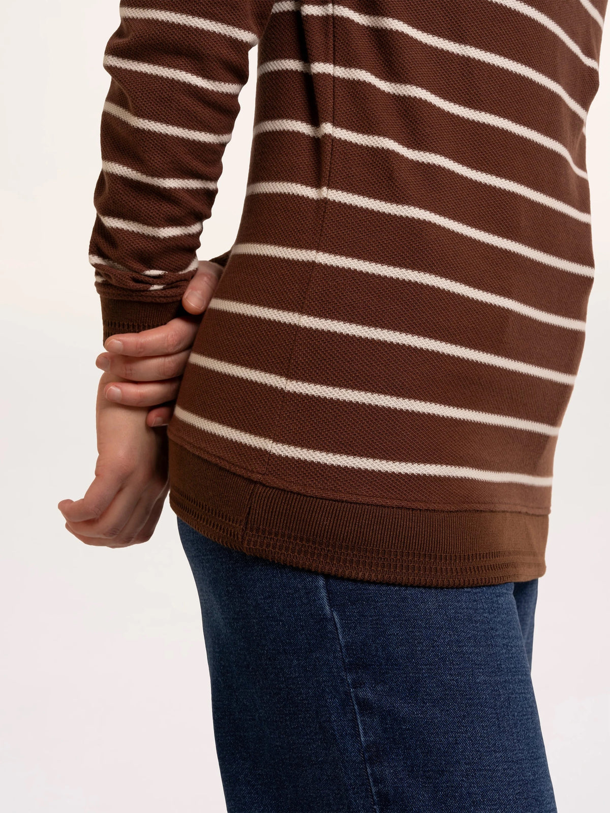 Brakeburn - Whitefield - Texture Stripe Hoodie - Chocolate/Ecru
