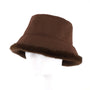Park Lane-  Faux Fur Edged Suede Reversible Bucket Hat - Chocolate