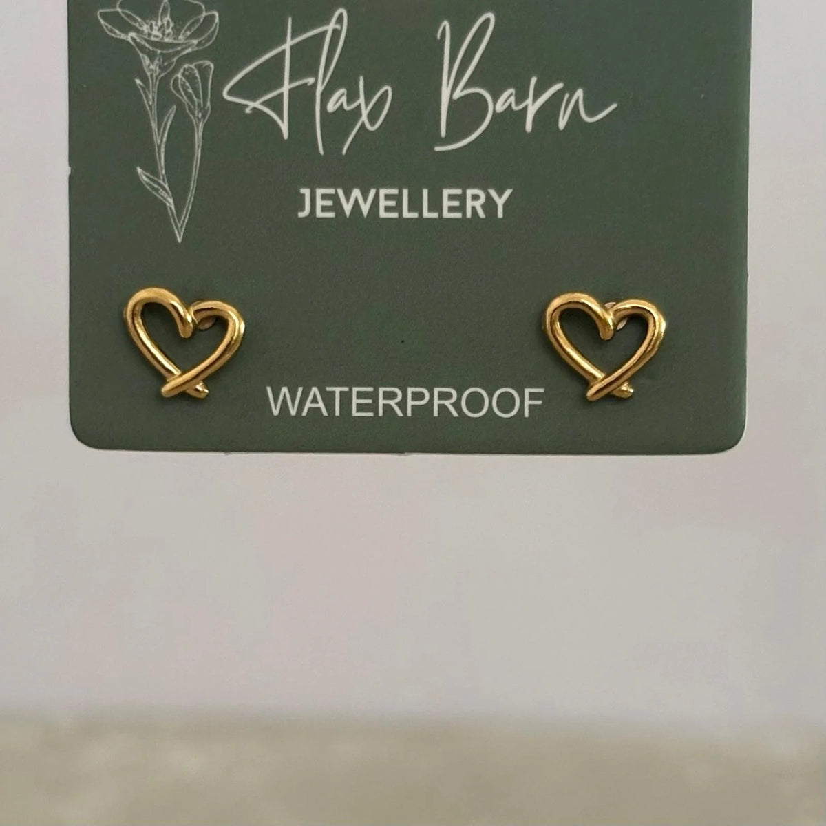Mini Open Hearts Gold Stud Earrings - Flax Barn Waterproof Jewellery