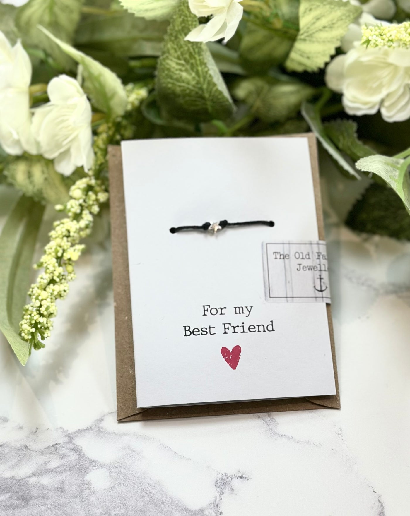 For My Best Friend - Heart/Star Black Cord Wish Bracelet