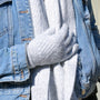 POM - Charlotte - Herringbone Cable Knit Plain Wool Gloves - Soft Grey