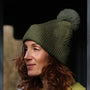 POM - Charlotte - Herringbone Knit Bobble Hat - Moss Green