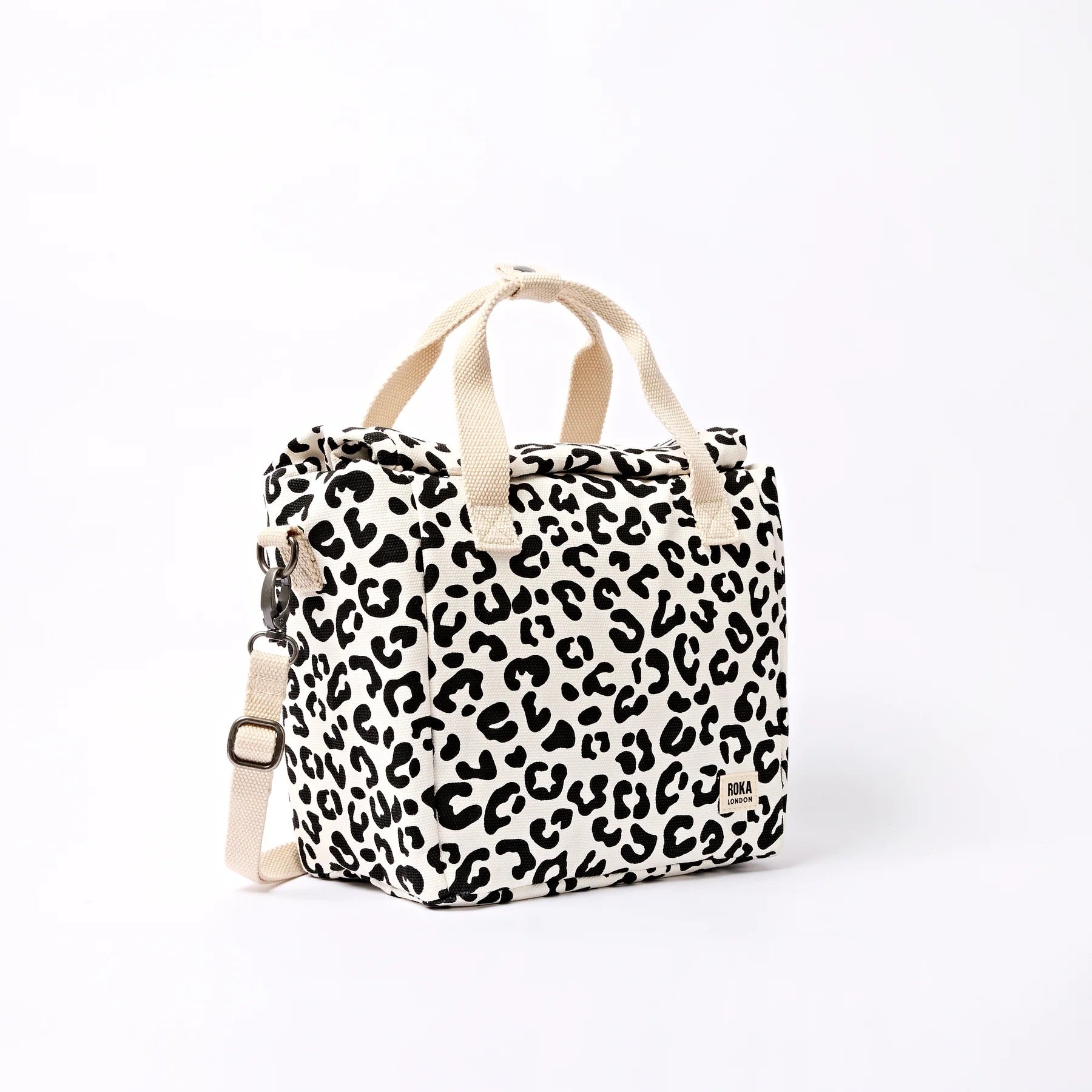 Roka Hampstead Lunch Bag -Cotton Canvas - Summer Leopard