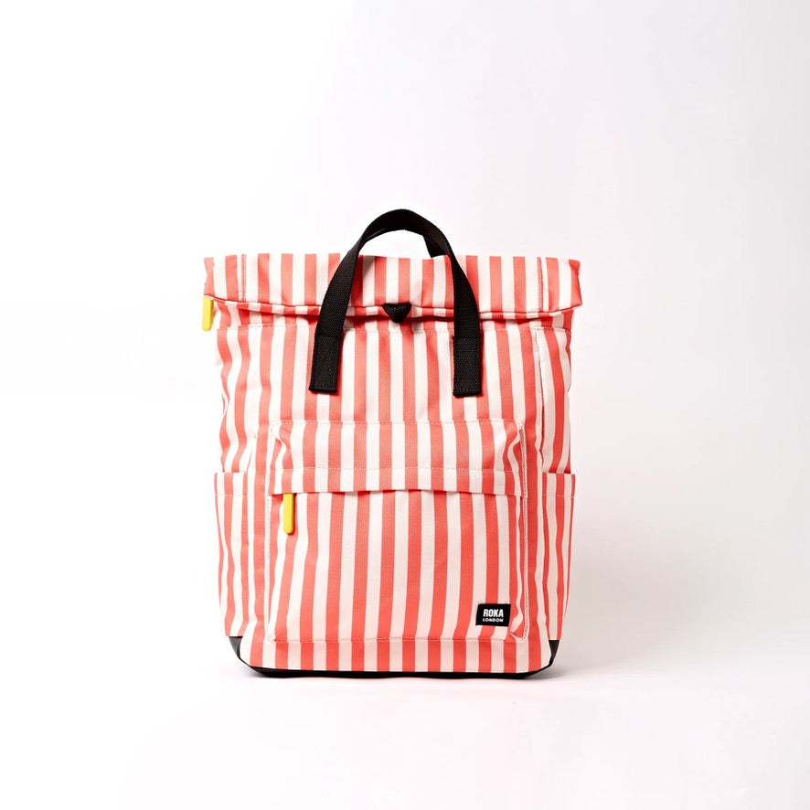 Roka Canfield Recycled Canvas - Medium Backpack - Coral Stripe