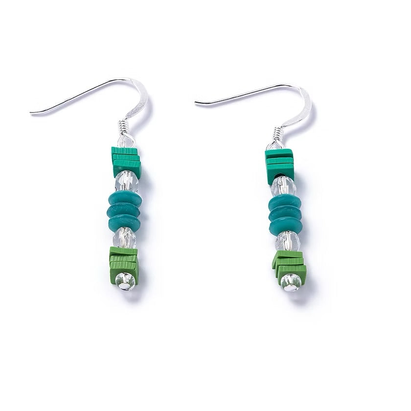 Carrie Elspeth Marine Confetti Drop Earrings - Multi Green/Silver