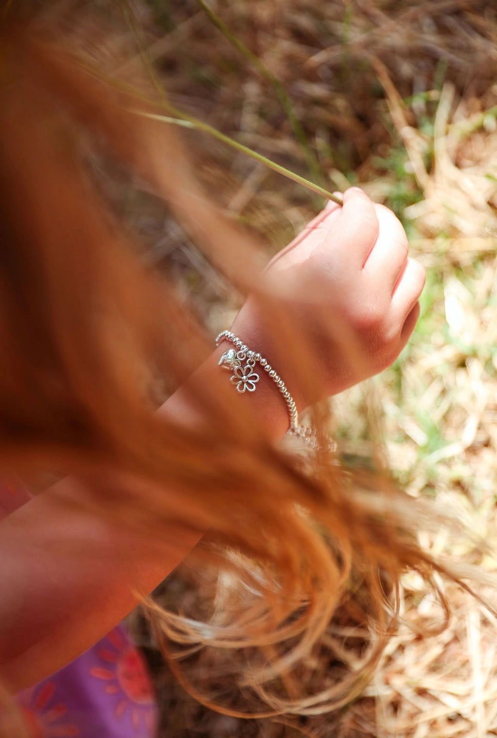 Letterbox Love - To my Granddaughter - Heart &amp; Flower - CHILDREN'S - Silver Plated Stretch Bracelet (Copy)