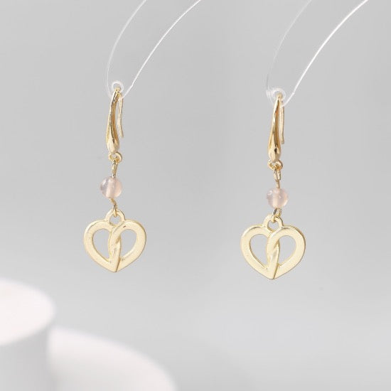 Gracee Jewellery - Matt Gold OverLap Open Hearts - Drop Earrings