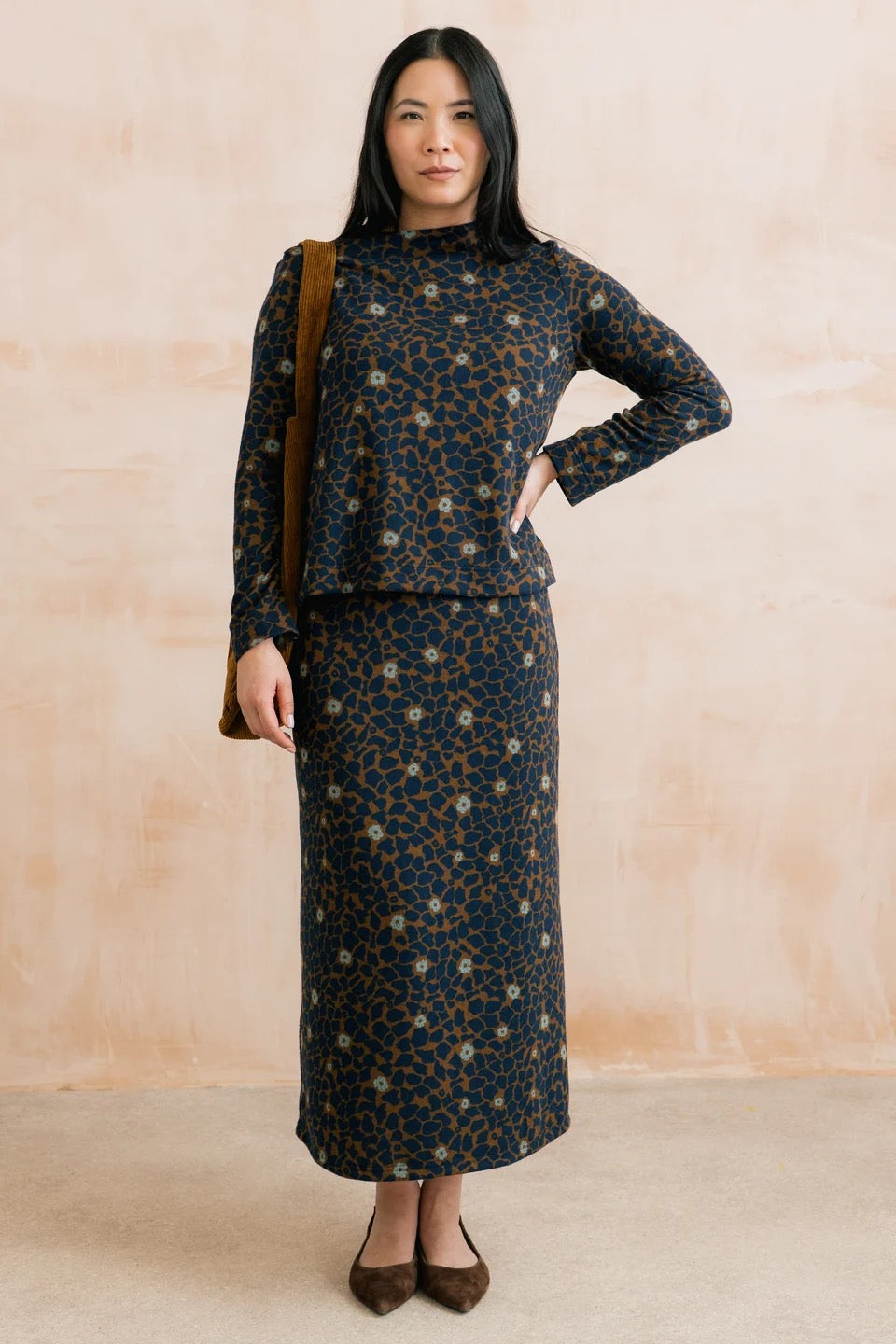 Cairn - Stamp Print Turtle Neck Jumper - Burnt Caramel - Lily &amp; Me