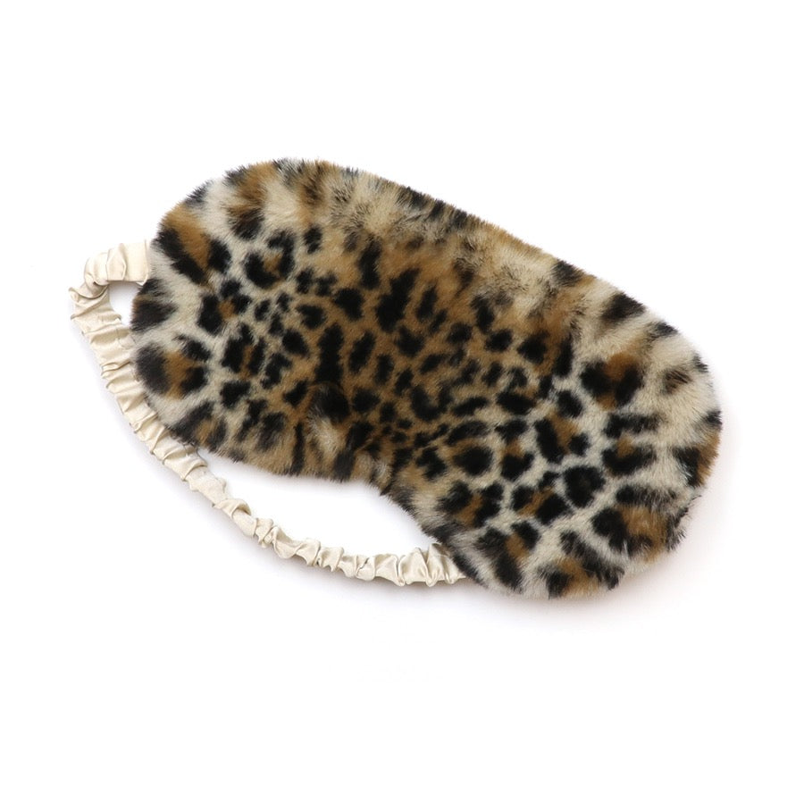 POM - Natalia - Ladies Faux Fur Eye Mask - Leopard Animal Print
