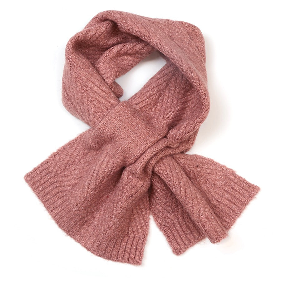 POM - Charlotte - Dusty Rose - Herringbone Knit Pull Through Crossover Scarf