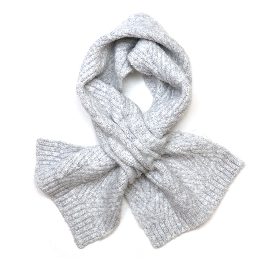 POM - Charlotte - Soft Grey - Herringbone Knit Pull Through Crossover Scarf