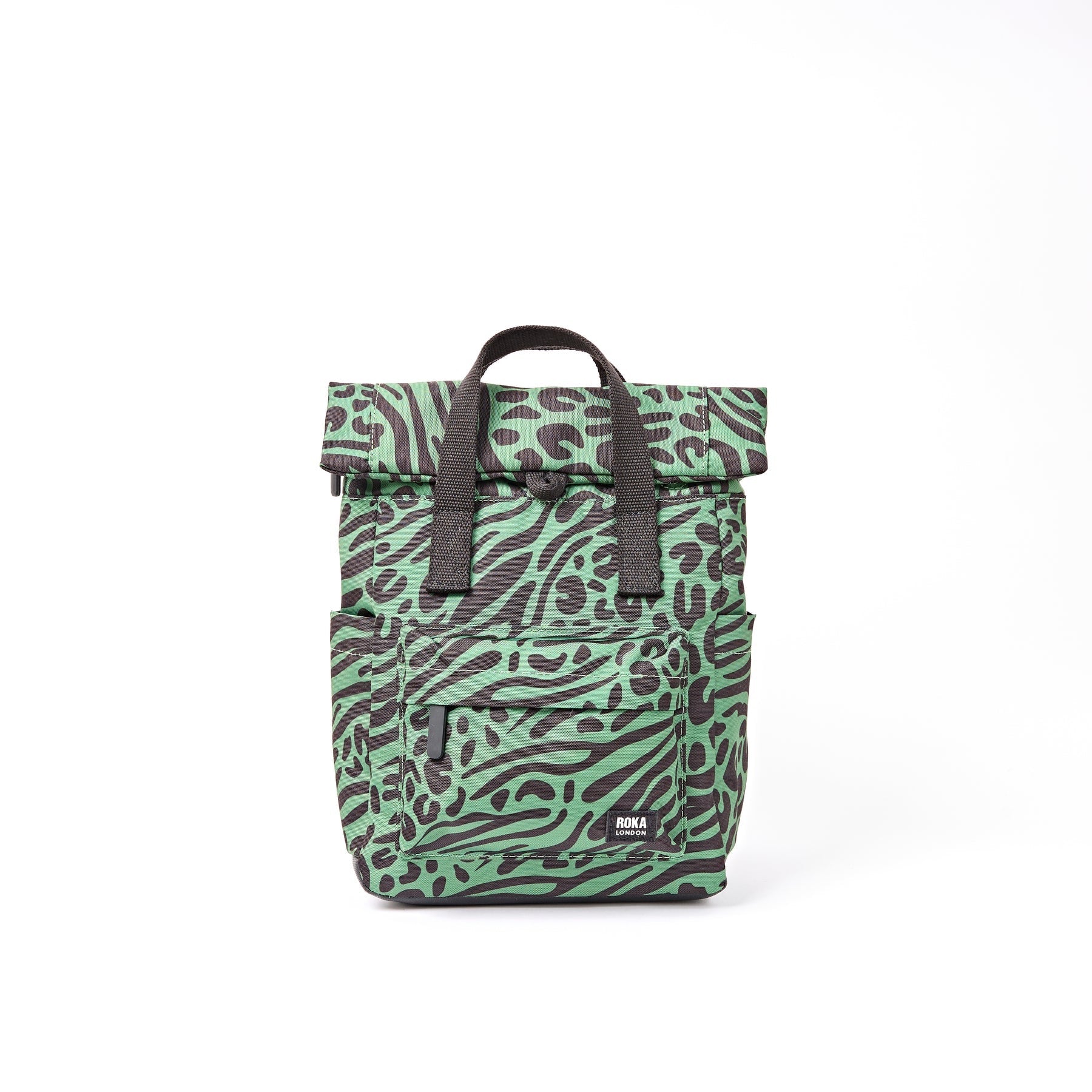Roka Canfield B Backpack-Recycled Canvas - SMALL - Mixed Animal Artichoke (Limited Edition) Green