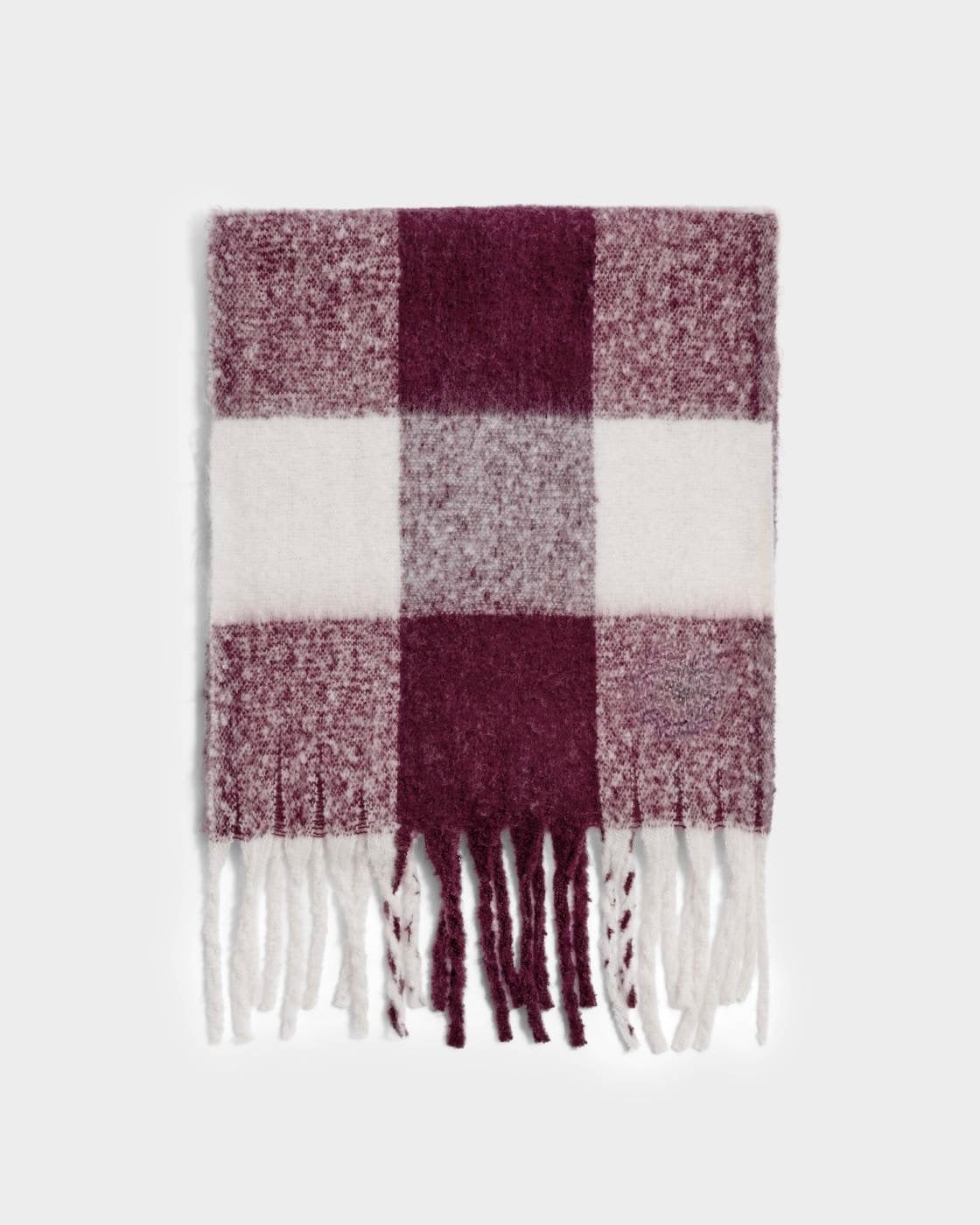 Katie Loxton - Checked - Chunky Cosy Tassel Scarf - Cherry/Mix