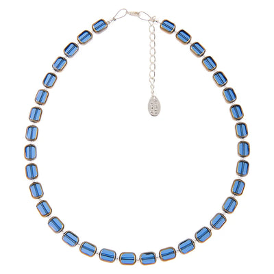 Carrie Elspeth Gold Edged Beaded Full Necklace - Blue/Gold