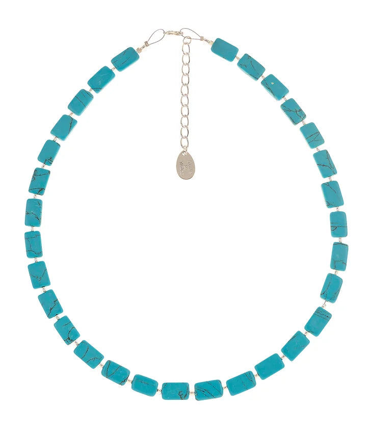 Carrie Elspeth Turquoise Mosaic Rectangles Full Beaded Necklace