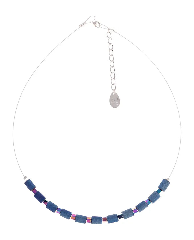 Carrie Elspeth Cobalt Lava Glimmer Half Beaded Necklace - Blue Mix