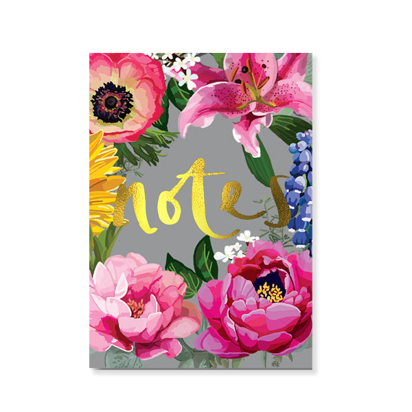 Beautiful Blooms Floral Notes Handbag Purse Pad with Pen - Grey/Multi