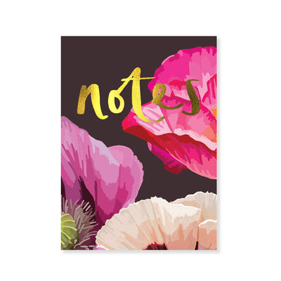 Beautiful Blooms Floral Notes Handbag Purse Pad with Pen - Black/Pink