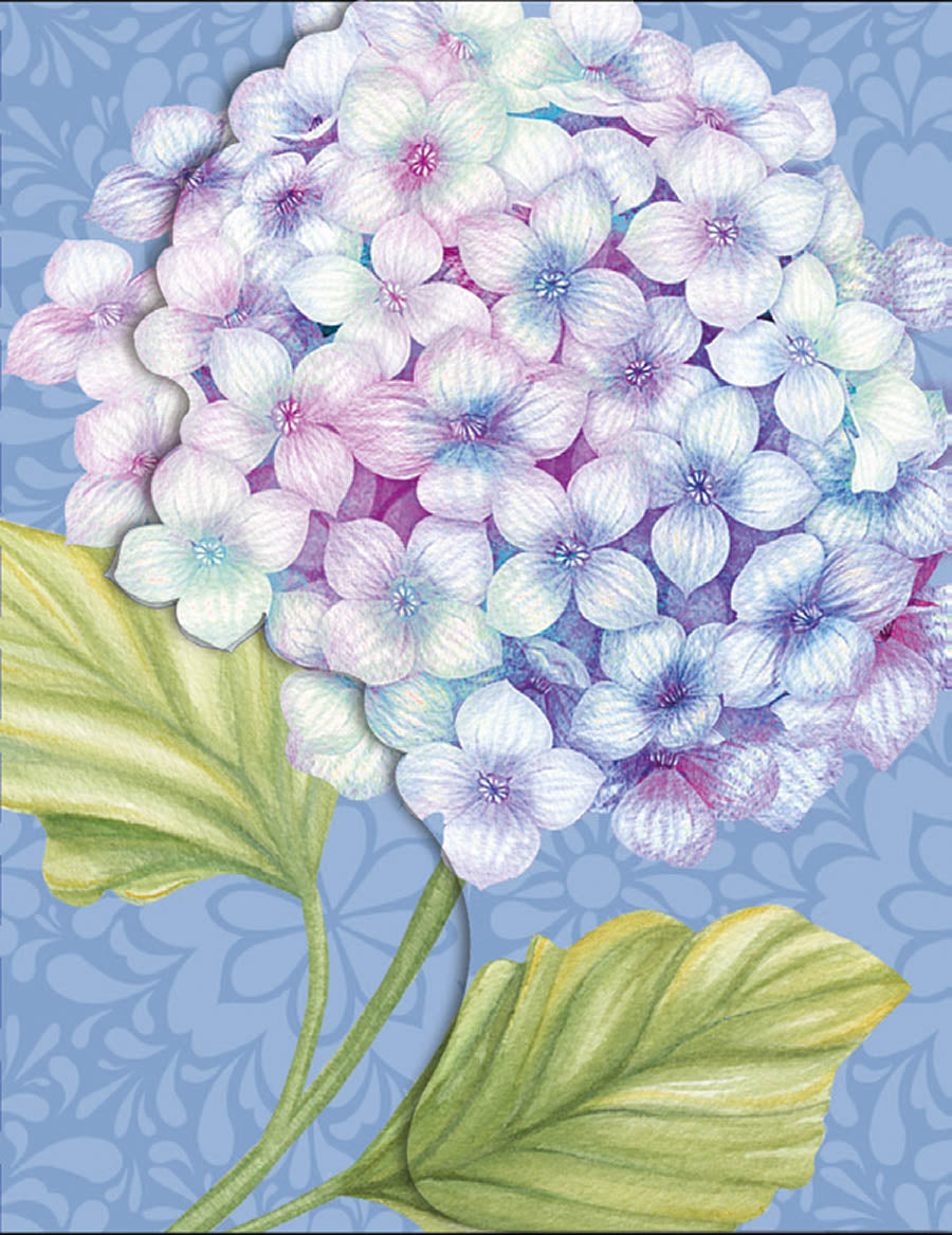 Beautiful Blooms Hydrangea Notes Handbag Purse Pad with Pen - Blue