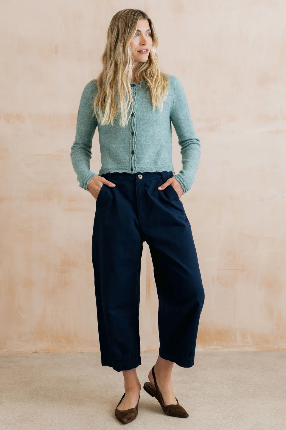 Elodie - Scallop Knit Outfitter Cardigan - Sea Blue - Lily &amp; Me