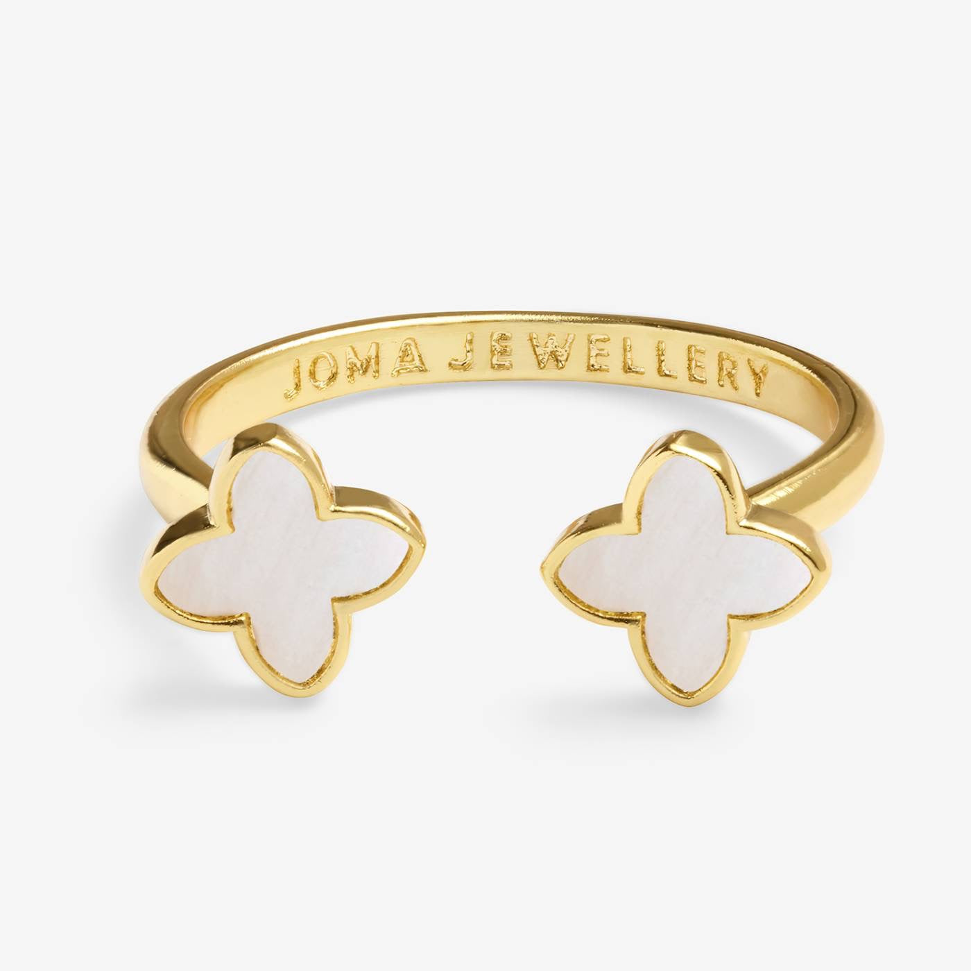 Joma Jewellery - Mother of Pearl Clover Ring  - Gold Plated