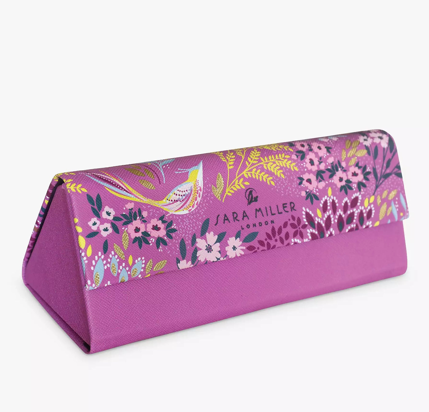 Sara Miller Floral Triangle Fold Down Bird Glasses Case