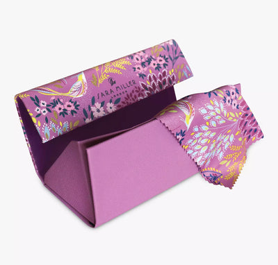 Sara Miller Floral Triangle Fold Down Bird Glasses Case