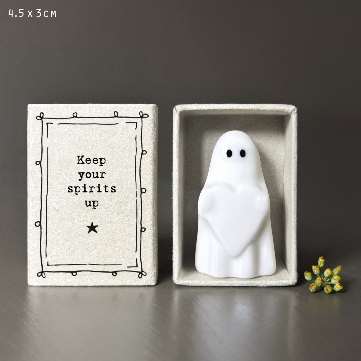 East of India Matchbox - Ceramic Ornament - Keep Your Spirits Up (Ghost)