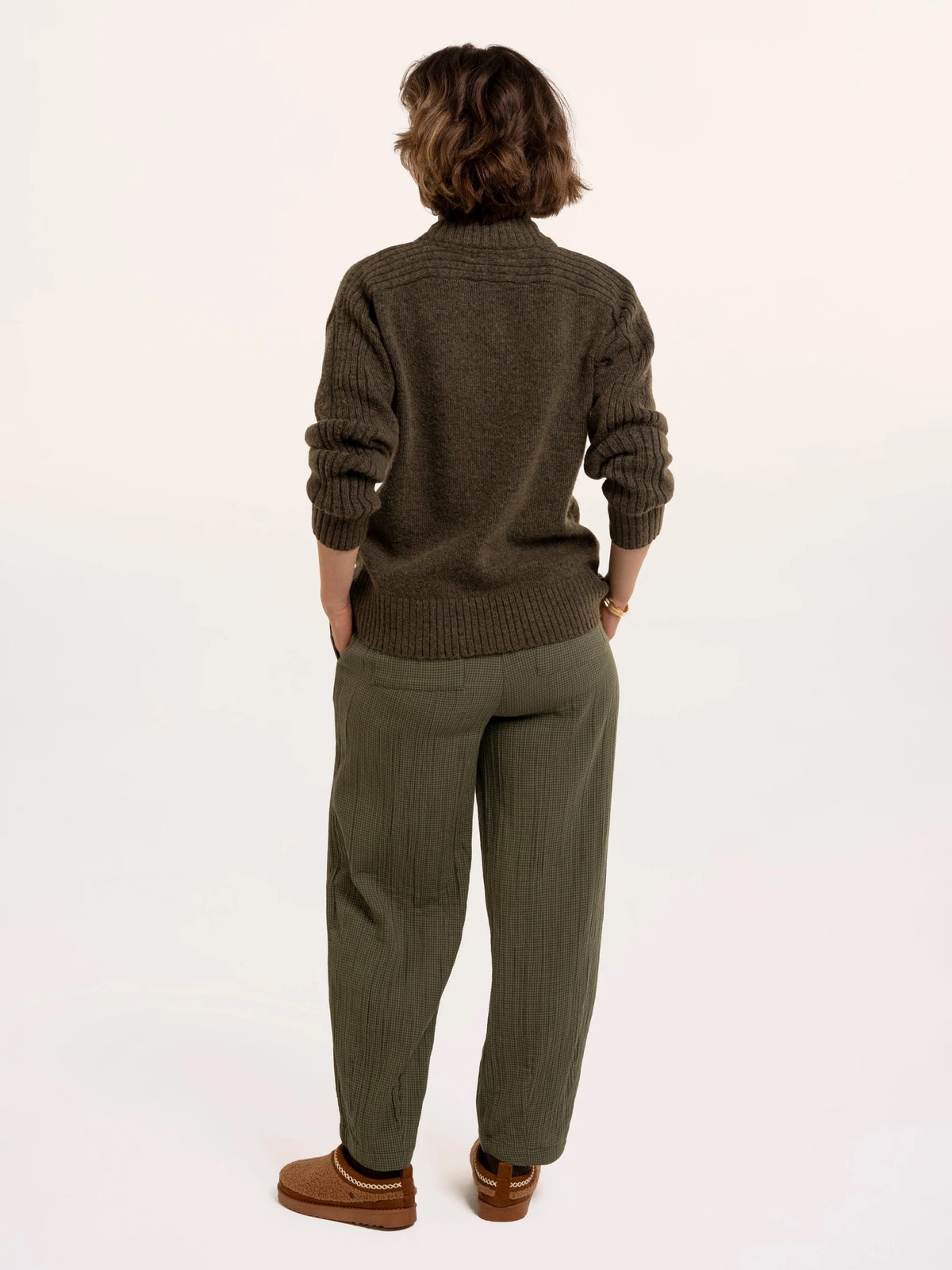 Brakeburn - Signe - Stitch Detail Knitted Roll Neck Jumper - Green