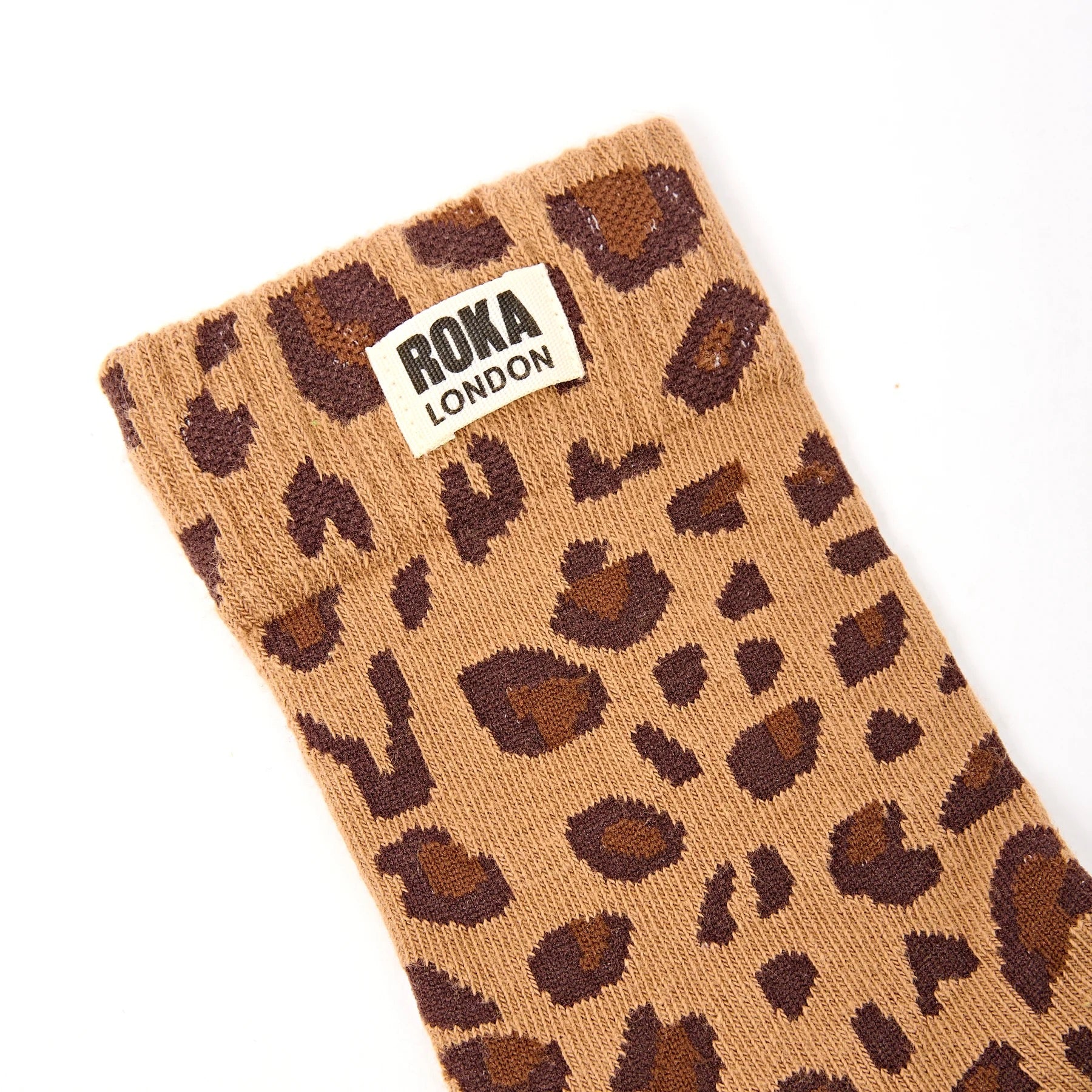 ROKA Wimbledon Ladies Ankle Crew Socks - Savannah Leopard - Sand
