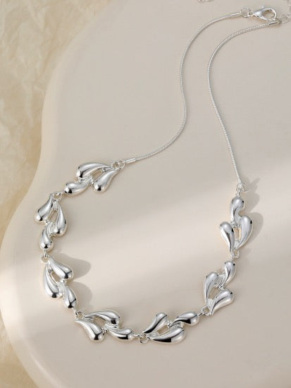 Gracee Jewellery -  Teardrops Link Silver Statement - Necklace