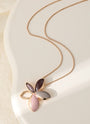 Gracee Jewellery - Enamel Burgundy & Pink Golden Starburst Pendant Necklace - Gold