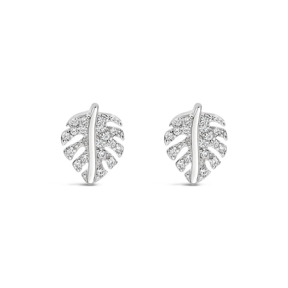 Lanes - Crystal Leaves - Boxed Stud Earrings - Silver