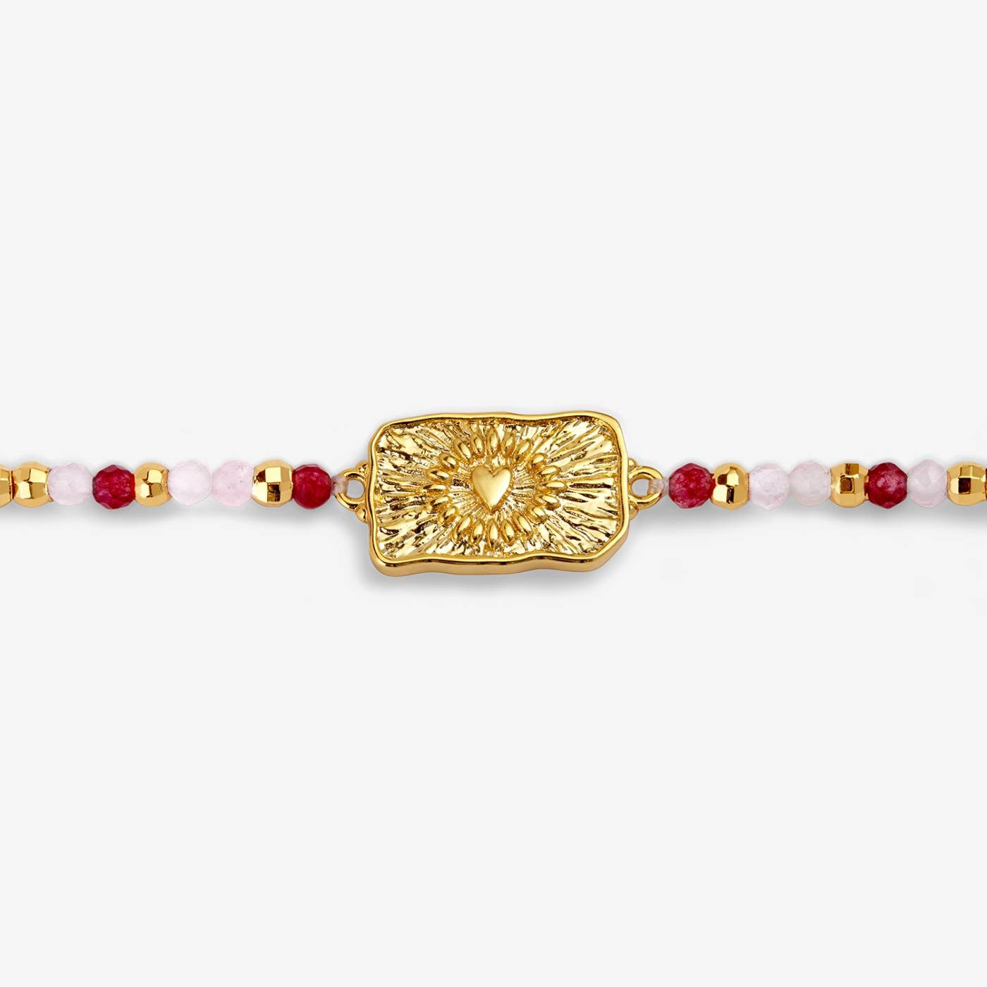 Joma Jewellery - Loved By You - Red &amp; Pink Gemstone Beaded Bracelet - Gold Plating