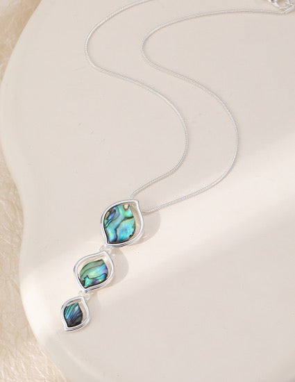 Gracee Jewellery -  Triple Shell Cut Out Pointed Ovals Pendant - Silver Necklace