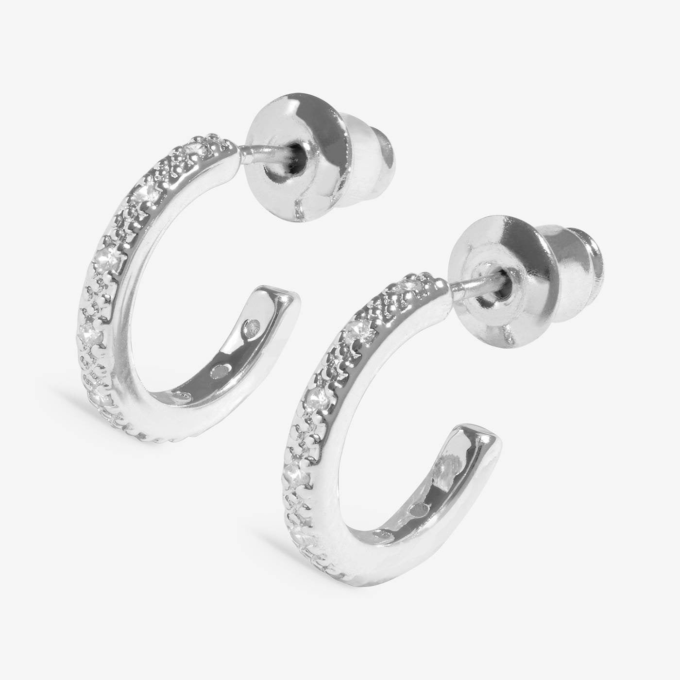 Joma Jewellery Moments to Shine - Be You - Silver Plated Boxed Pave Hoop Earrings