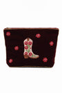 My Doris - Cream Cowgirl Boot - Dark Plum Medium Pouch/Make -Up Bag