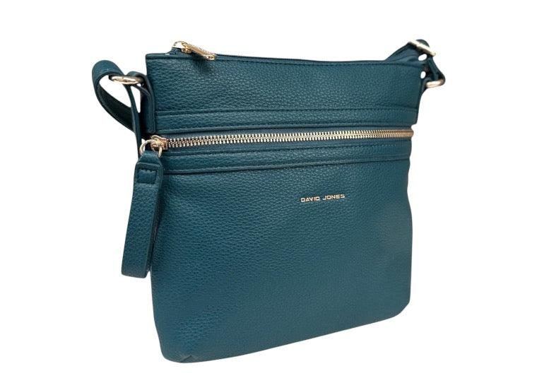 David Jones - (NV7015-1A) Small Zip Front Rectangular Slim Crossbody Bag - Twilight Teal