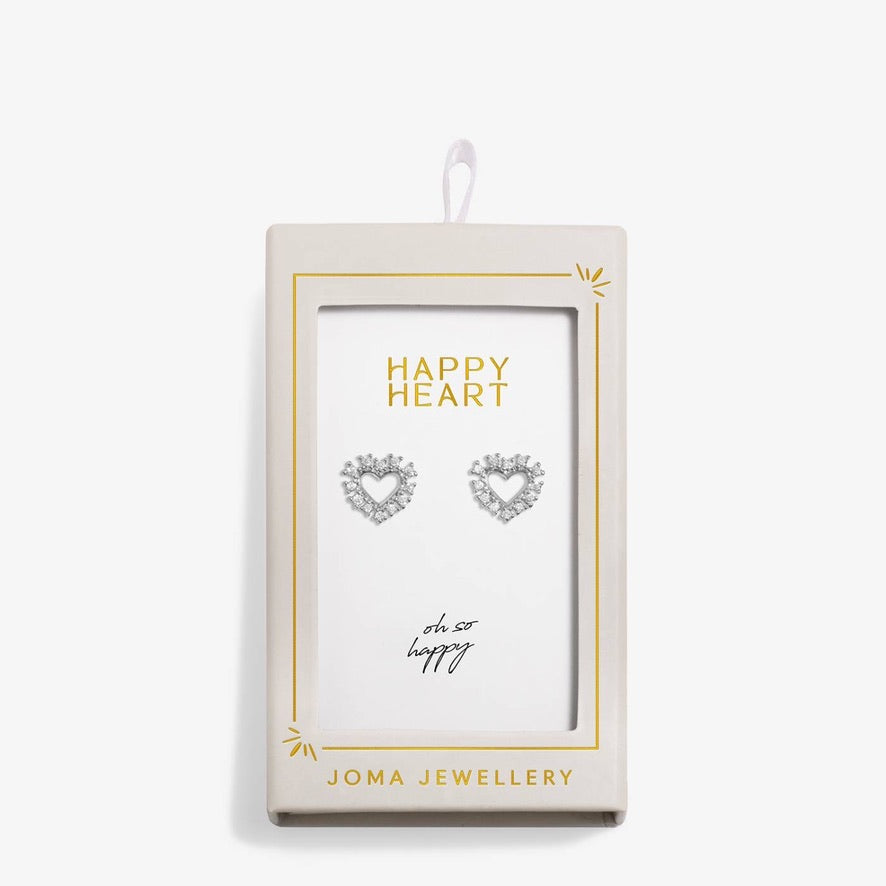 Joma Jewellery Moments to Shine - Happy Heart - Silver Plated Boxed Stud Earrings