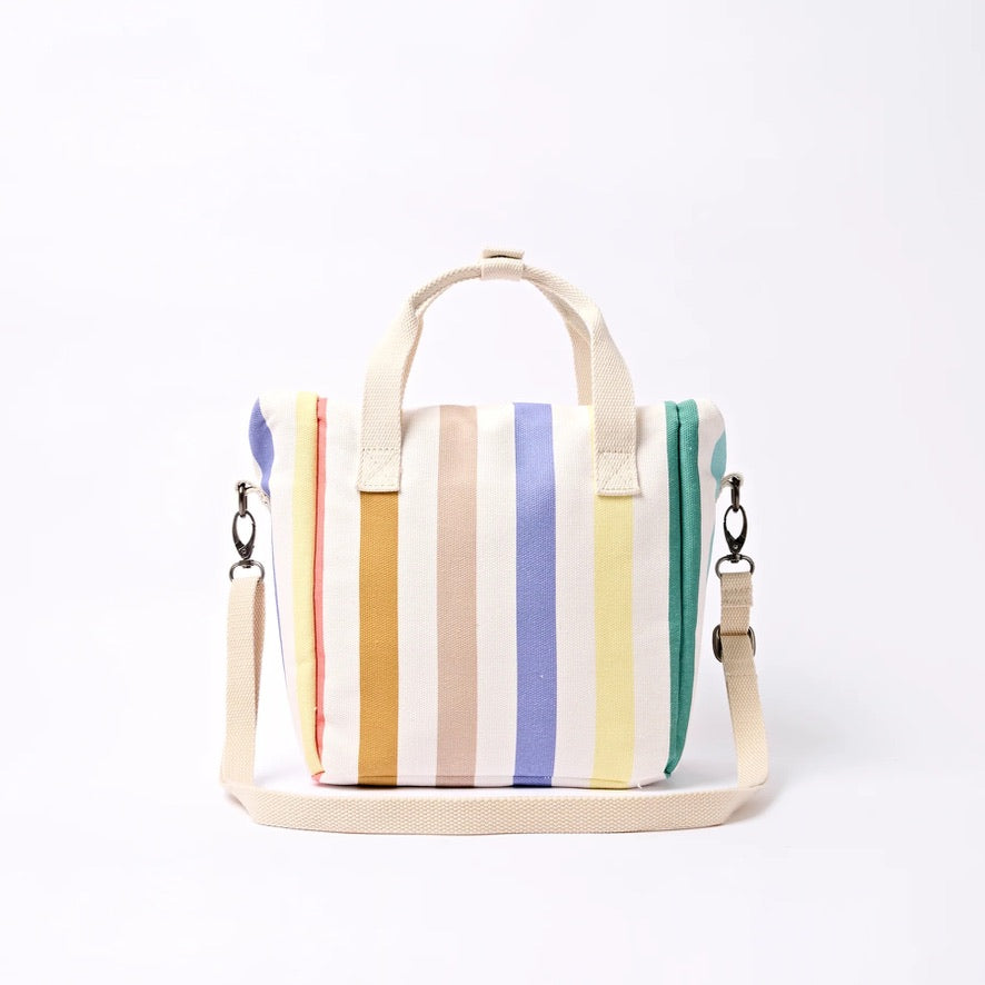 Roka Hampstead Lunch Bag -Cotton Canvas - Pastel Multi Stripe