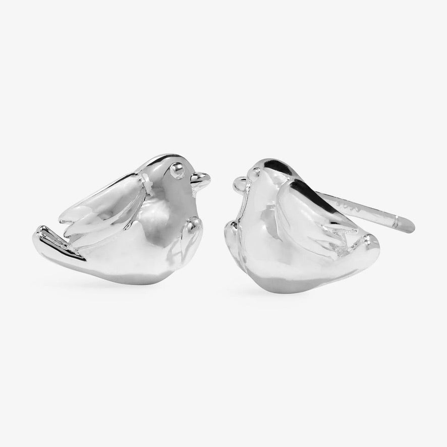Joma Jewellery - Christmas Robin - Boxed Bauble Style - Silver Plated Earrings