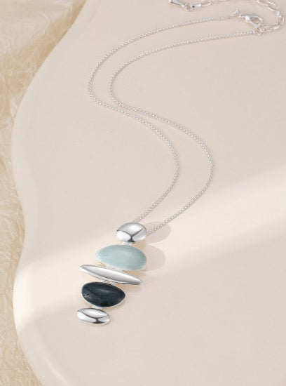 Gracee Jewellery -  Multi Stacked Ovals Pendant - Silver Necklace