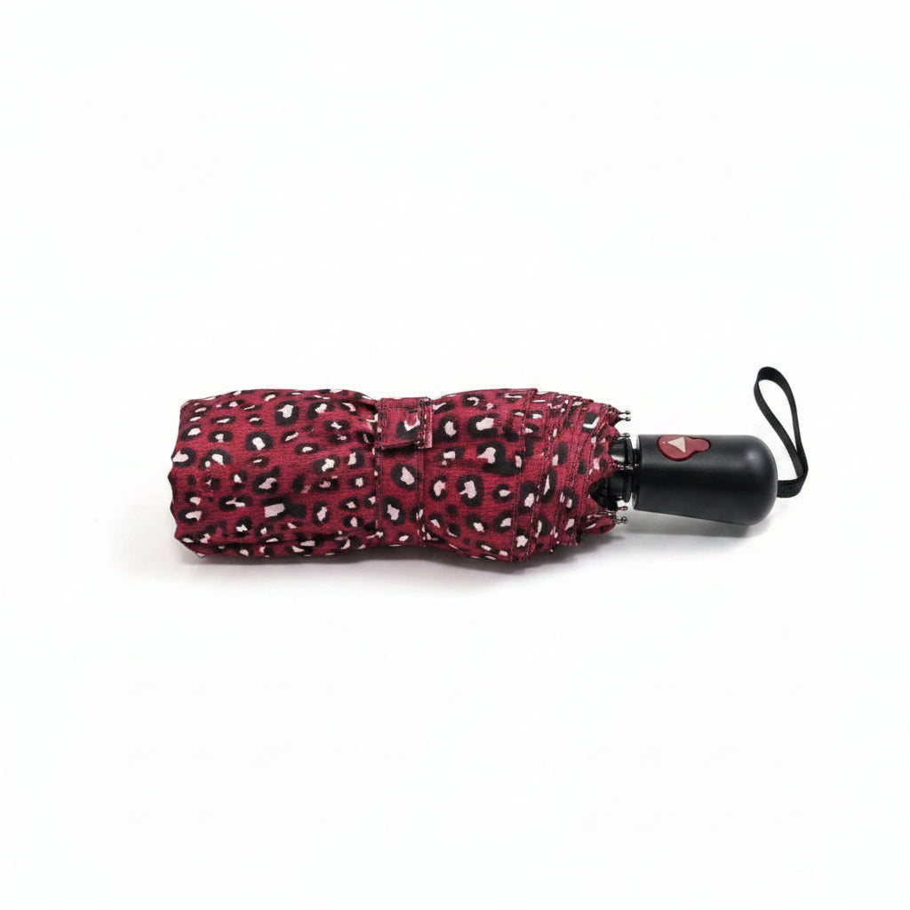 Red Animal Print - Small Semi-Automatic Opening Umbrella